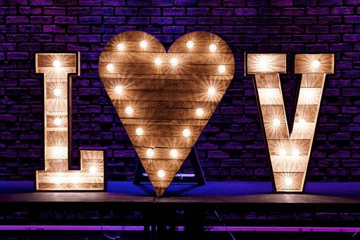 4ft rustic light up heart and letters